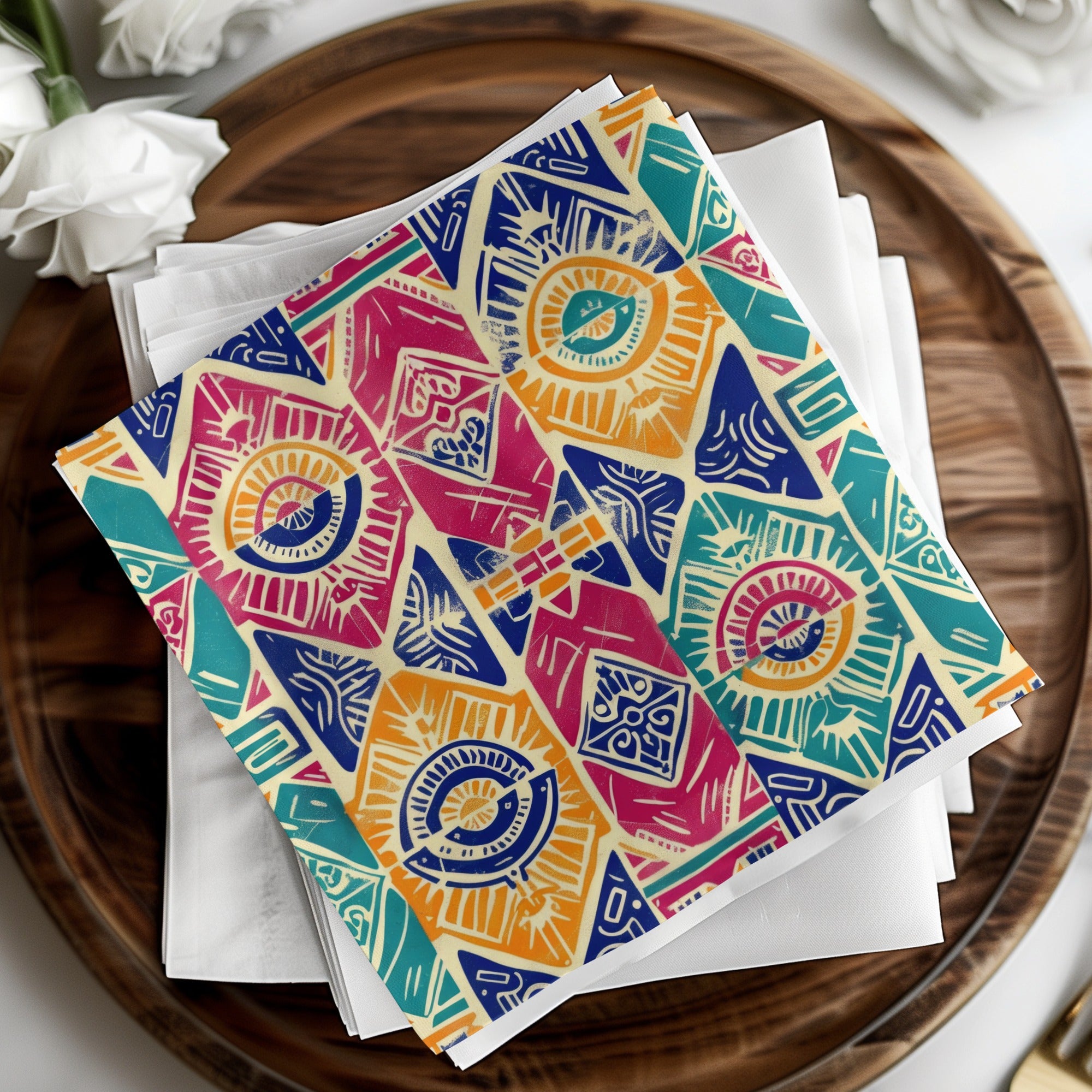 Colorful Geometric Patterned Art Design Paper Napkin