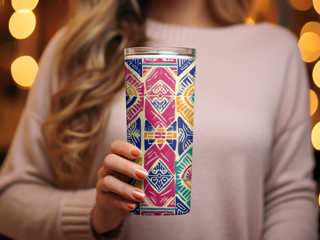 Vibrant Geometric Design Insulated Tumbler for Hot and Cold Drinks