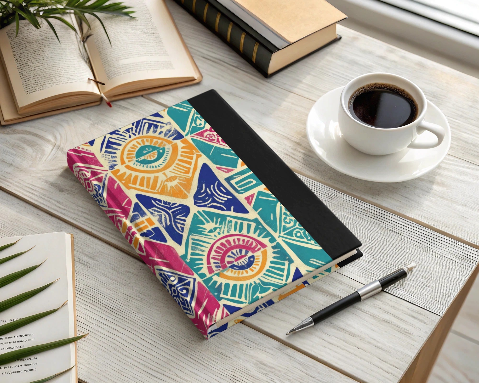 Colorful Geometric Patterned Notebook For Daily Journaling