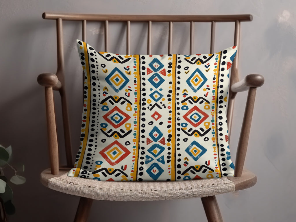 Colorful Geometric Tribal Design Cushion Pillow