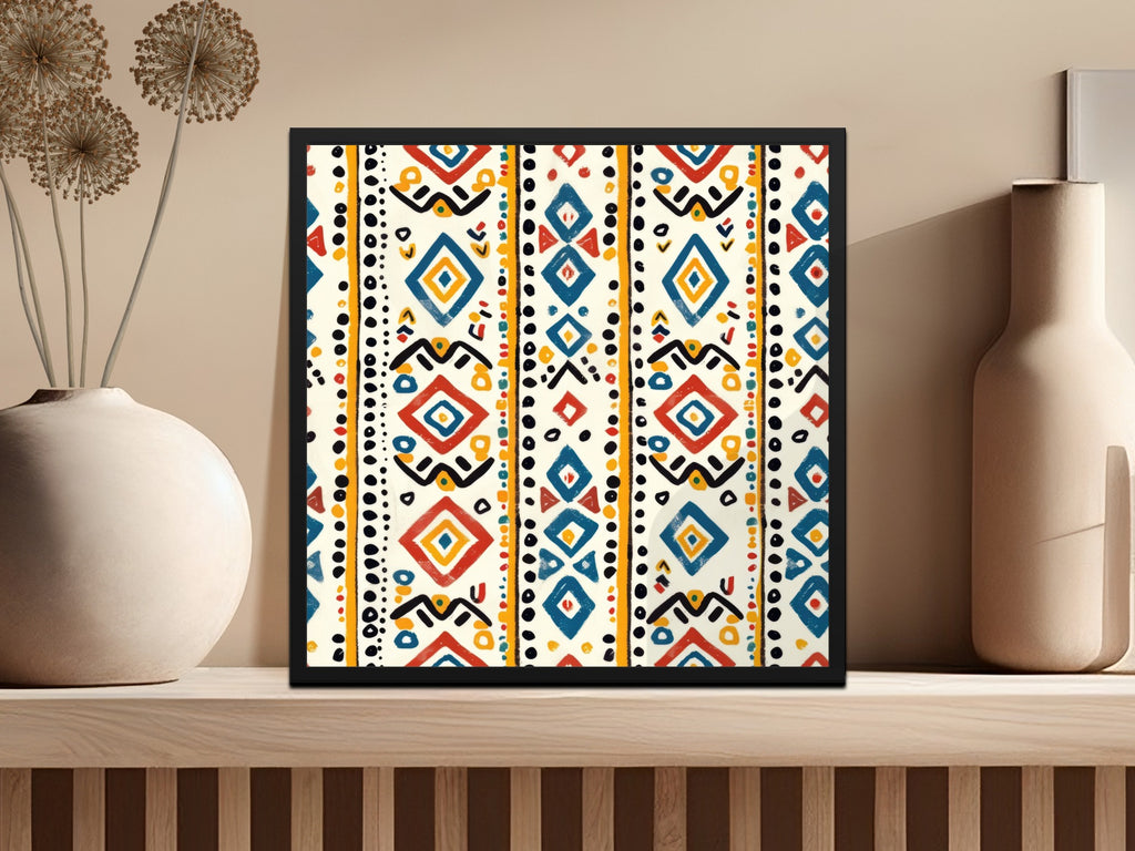 Colorful Geometric Pattern Framed Wall Art Decor