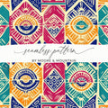 Vibrant Geometric Eye Seamless Pattern Design