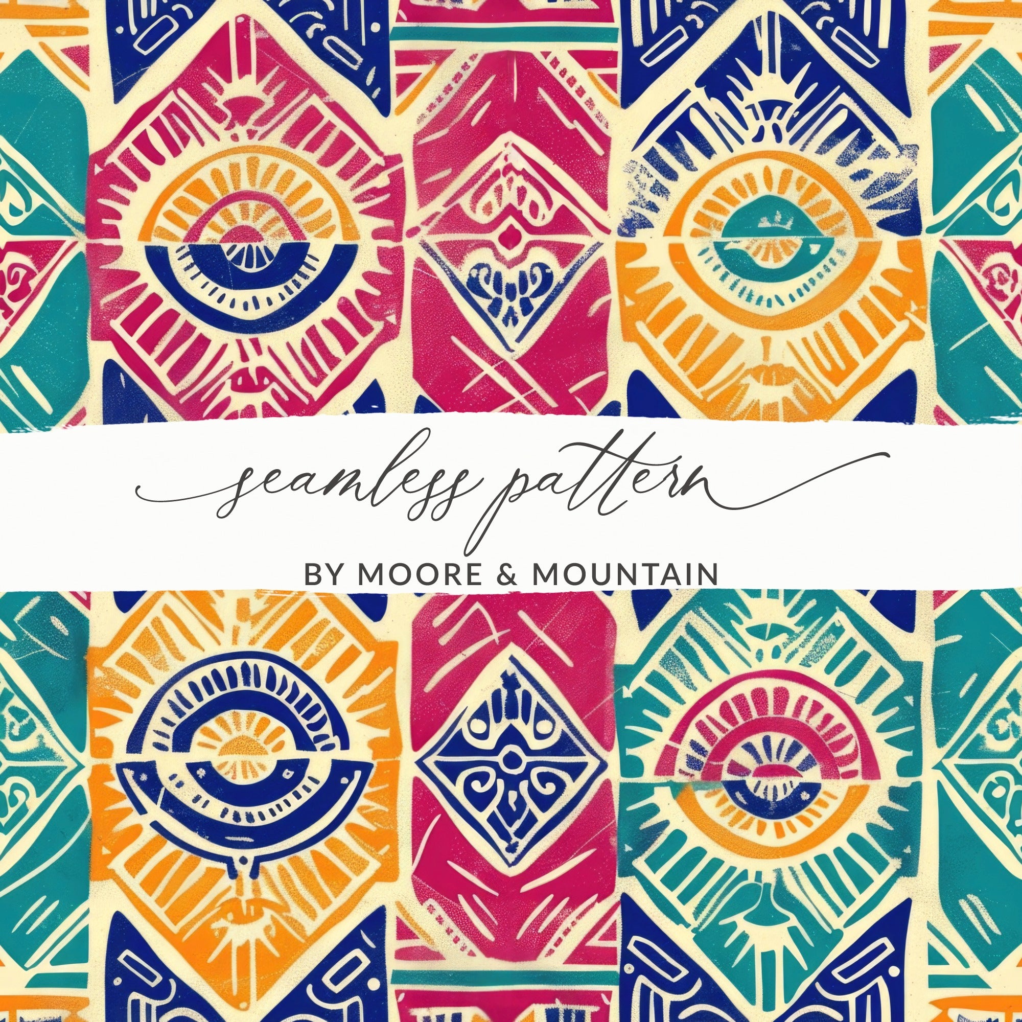 Vibrant Geometric Eye Seamless Pattern Design