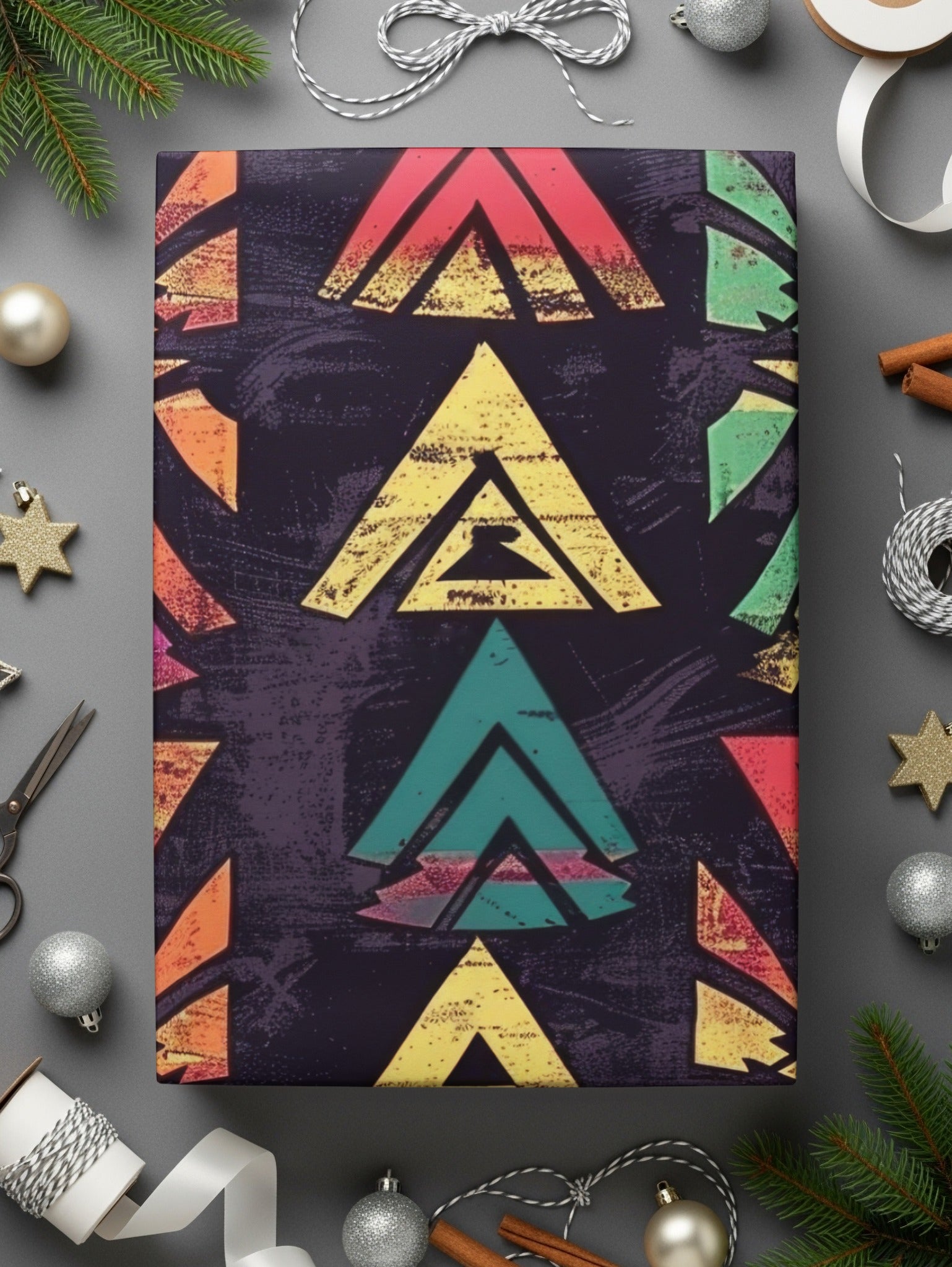 Colorful Geometric Pattern Holiday Wrapping Paper
