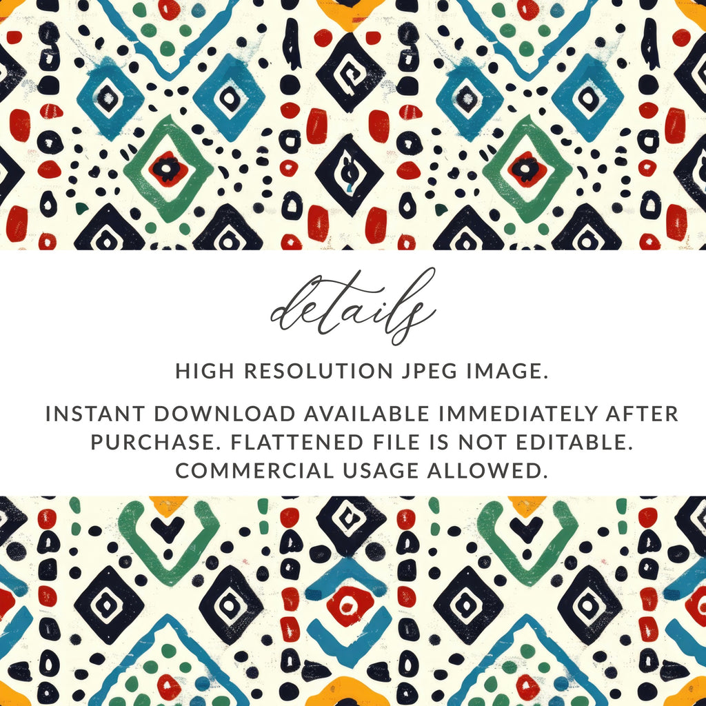 Colorful Tribal Pattern Instant Download Digital Product