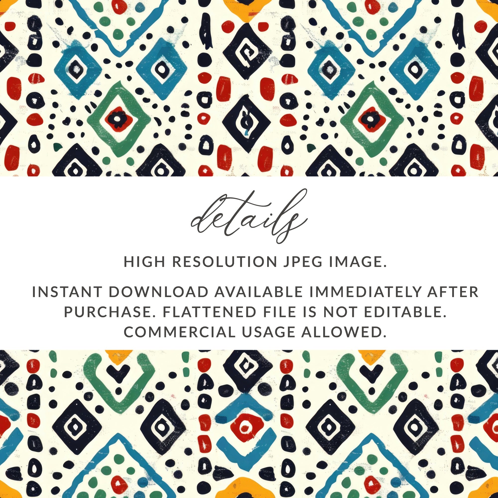 Colorful Tribal Pattern Instant Download Digital Product