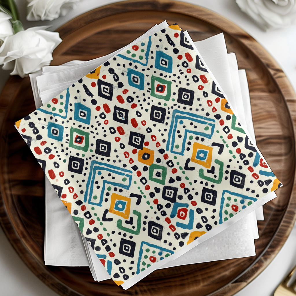 Colorful Geometric Pattern Square Napkin Set
