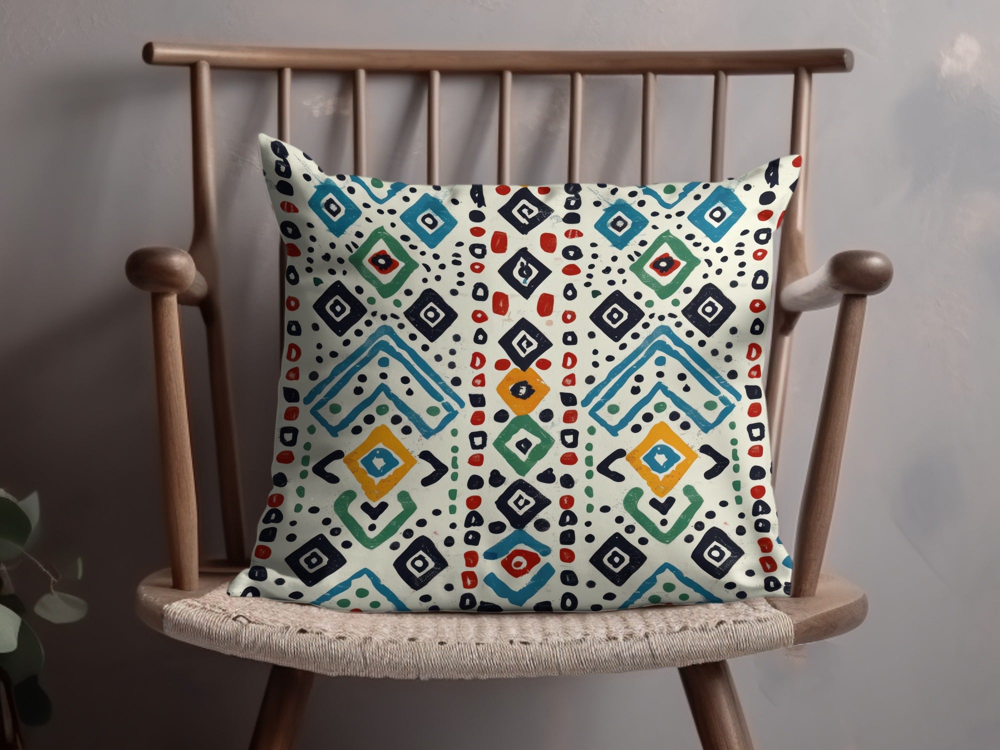Vibrant Geometric Patterned Cushion Cover for Home Decor