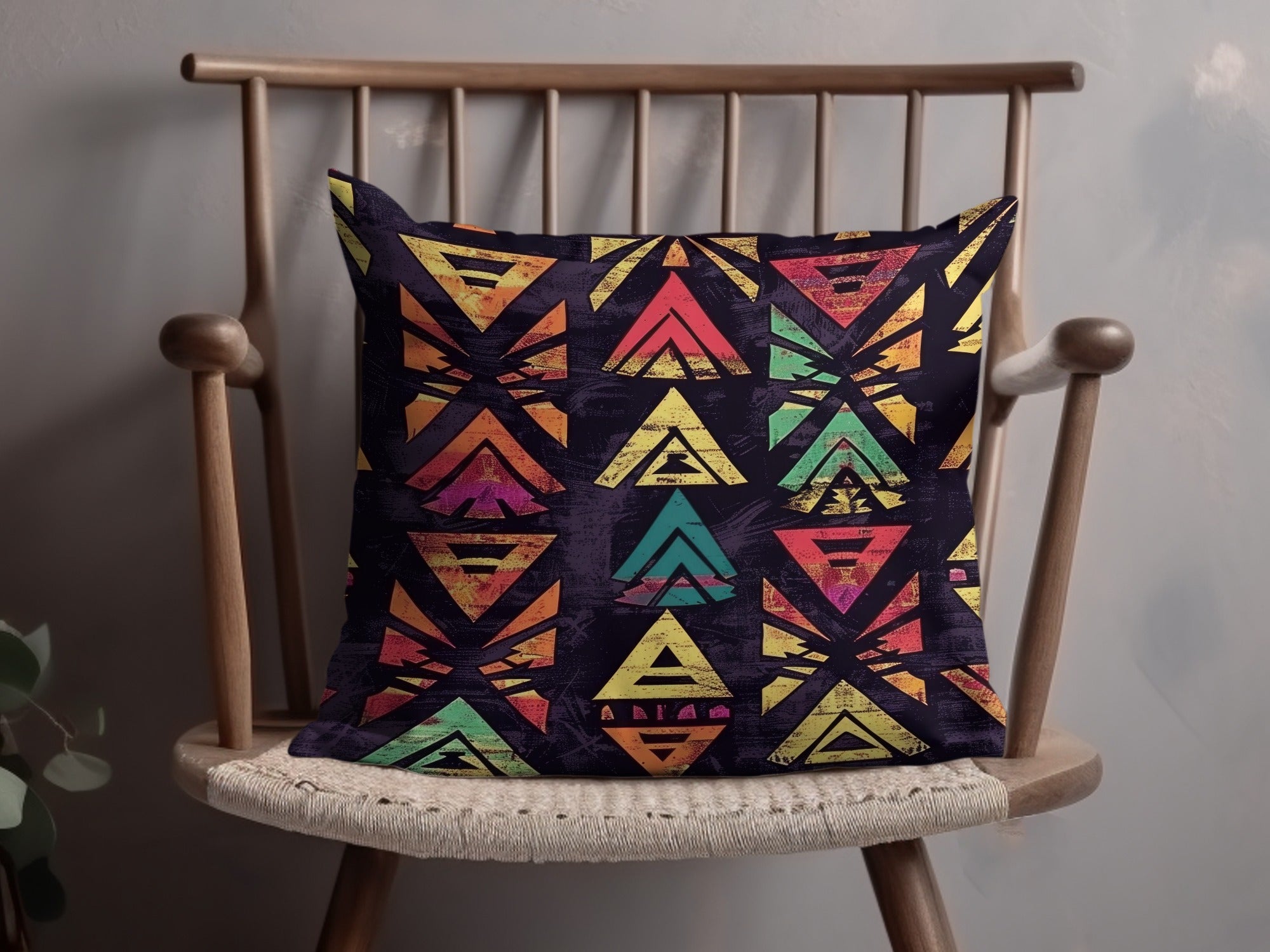 Vibrant Geometric Pattern Throw Pillow Home Decor