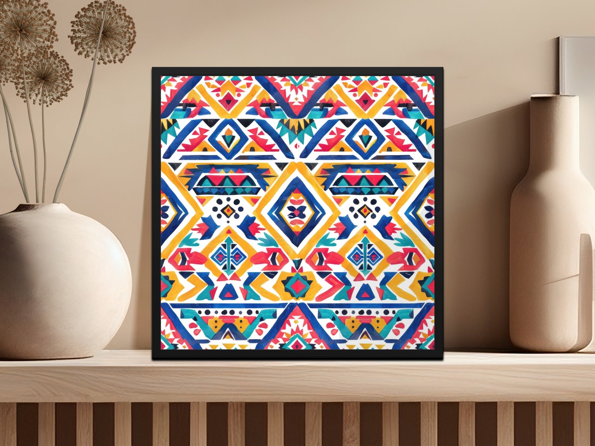 Vibrant Abstract Geometric Art Print for Home Decor