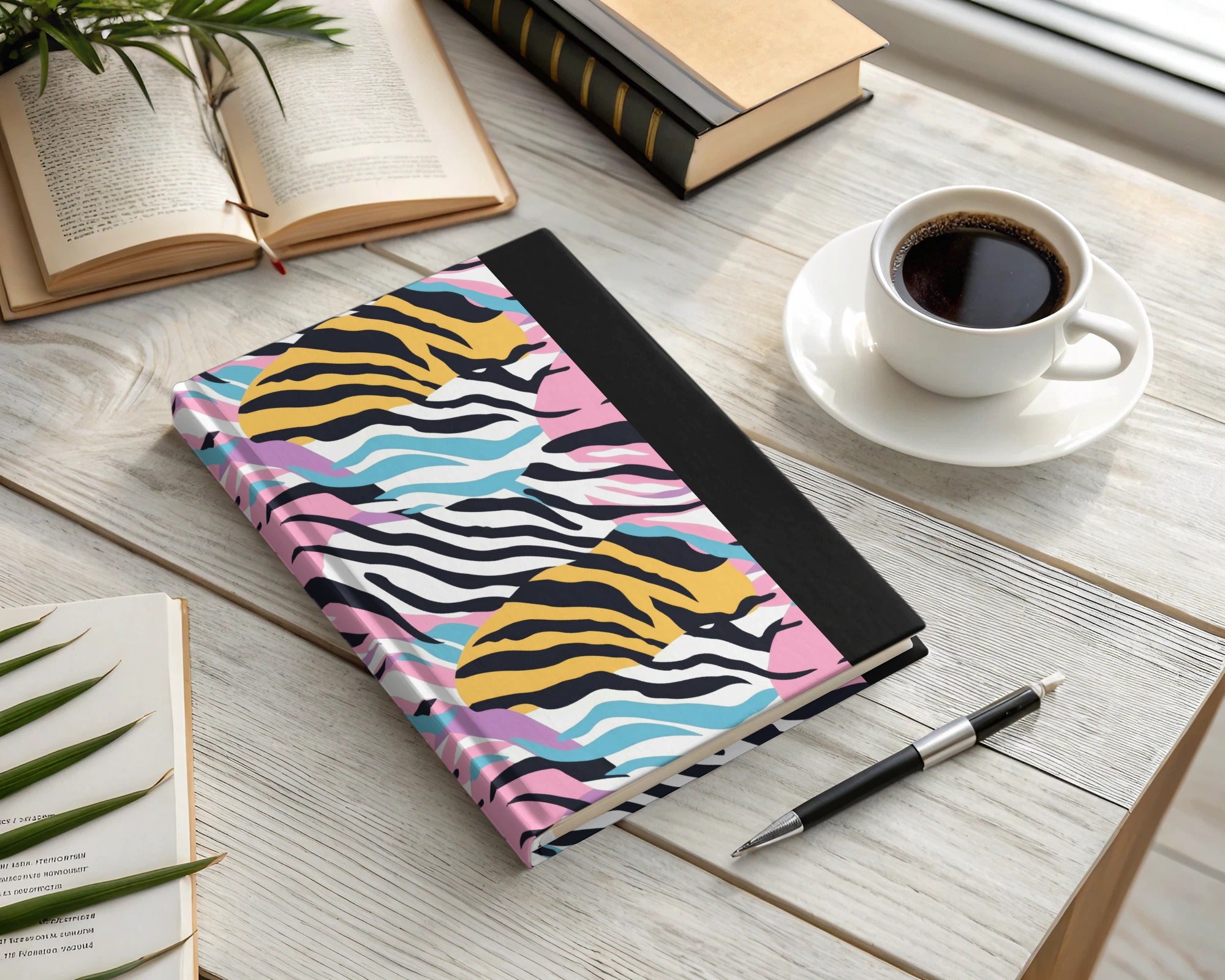 Vibrant Colorful Abstract Zebra Print Notebook Product