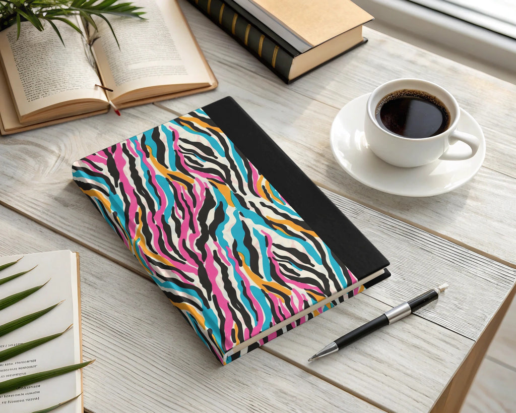Vibrant Multicolor Zebra Pattern Hardcover Journal