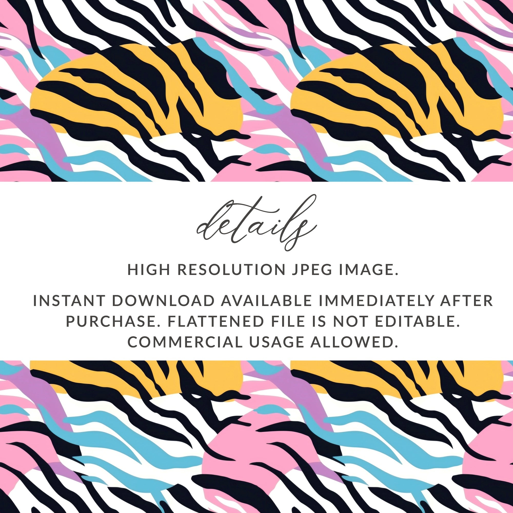 Colorful Abstract Tiger Stripe Digital Art Print