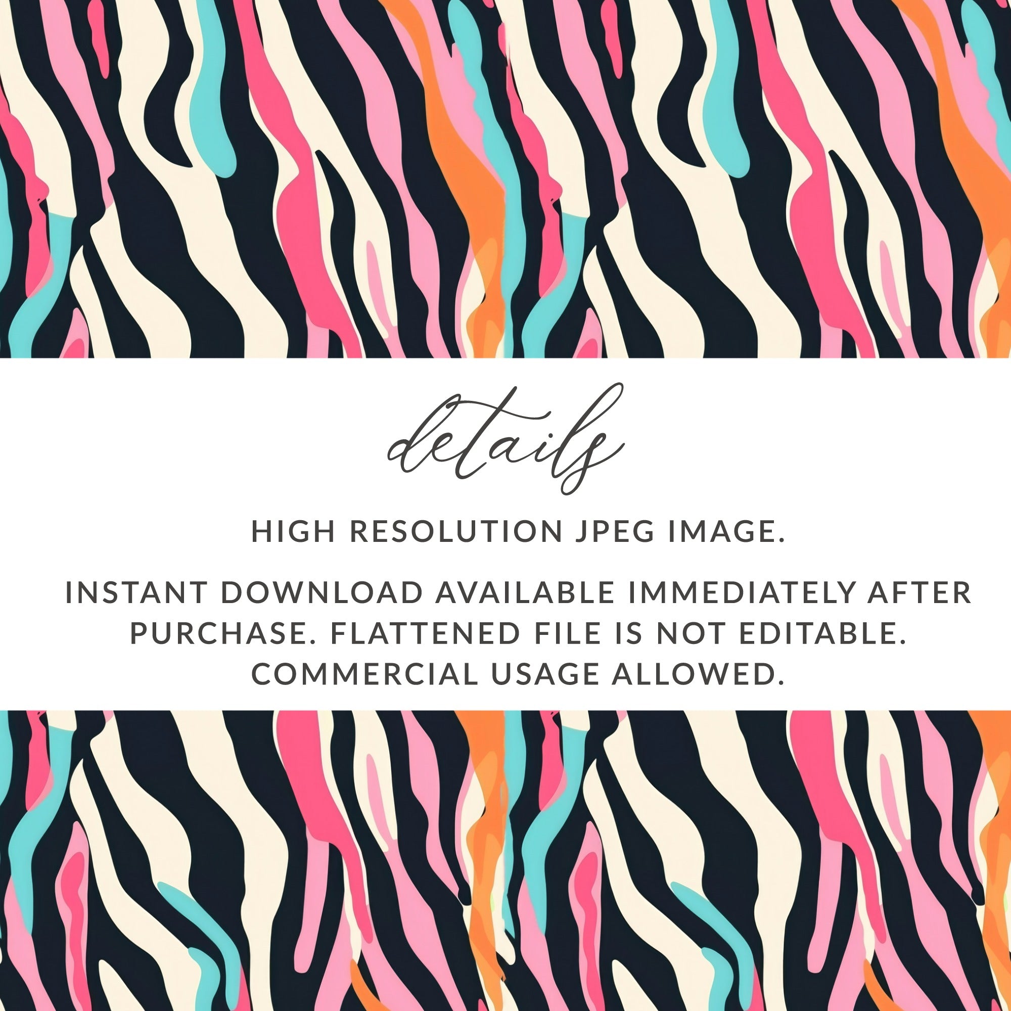 Colorful Abstract Zebra Print Digital Download