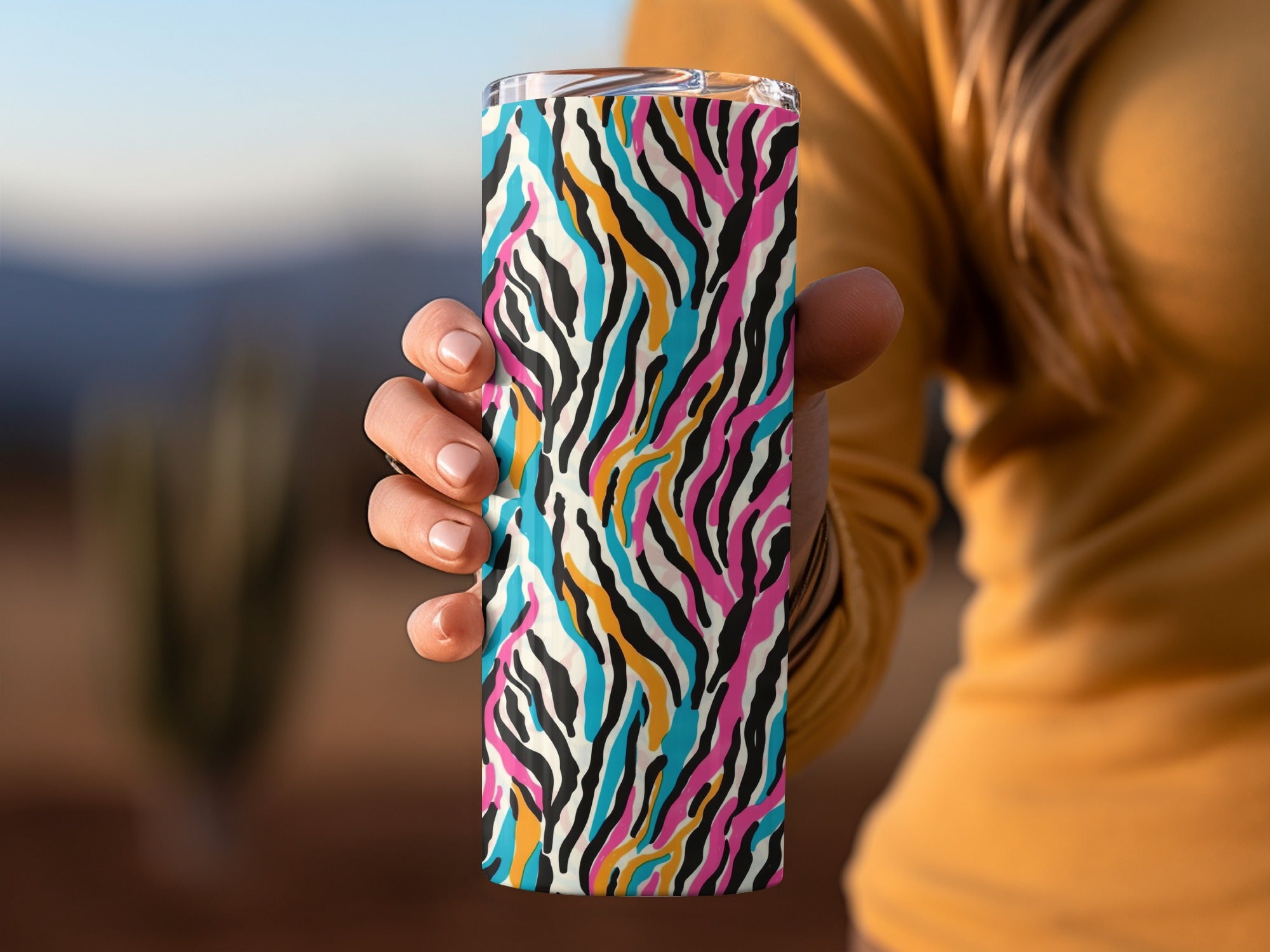 Colorful Zebra Striped Tumbler Cup for Everyday Use