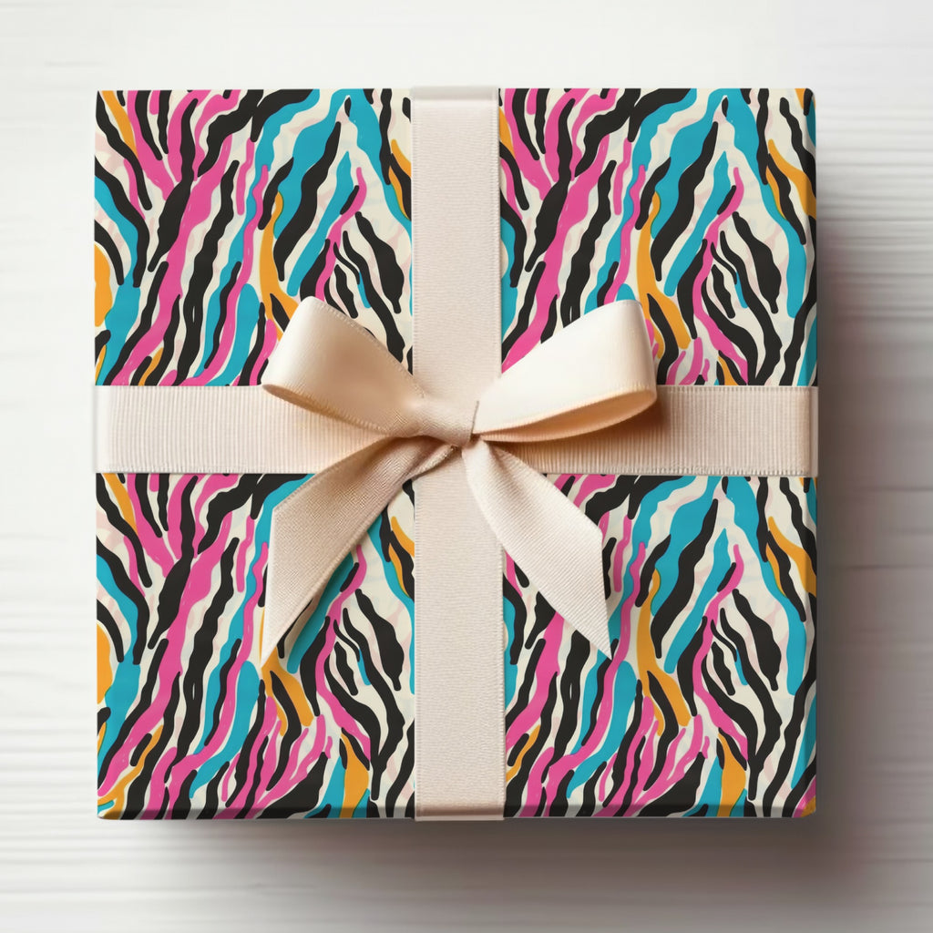 Vibrant Abstract Design Gift Wrap with Bow
