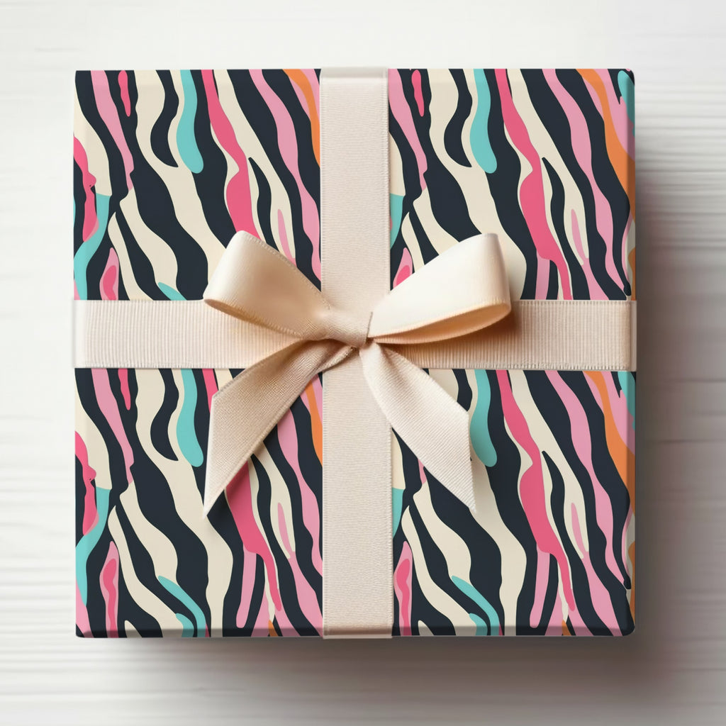 Vibrant Abstract Pattern Gift Box with Ribbon Decor