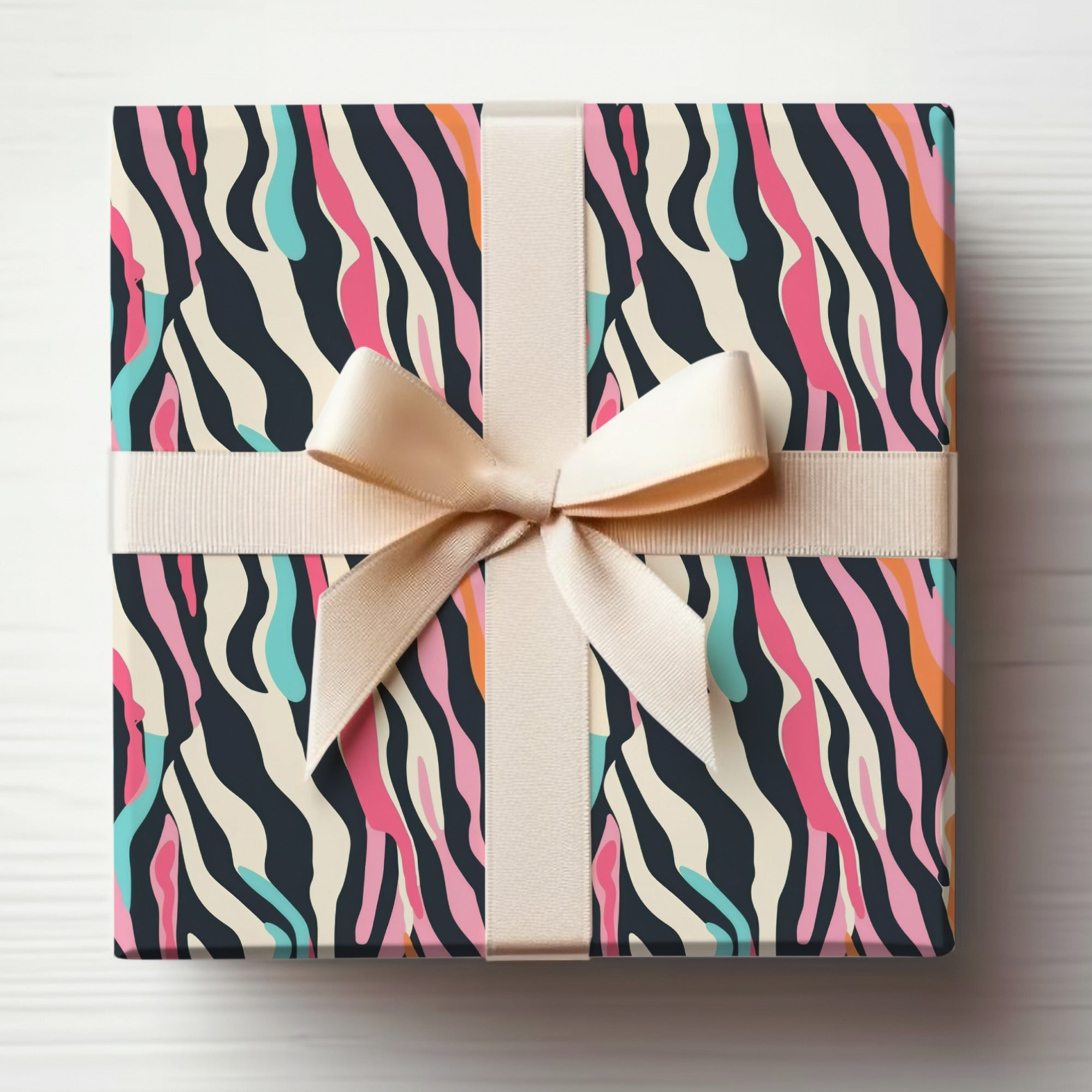 Vibrant Abstract Pattern Gift Box with Ribbon Decor