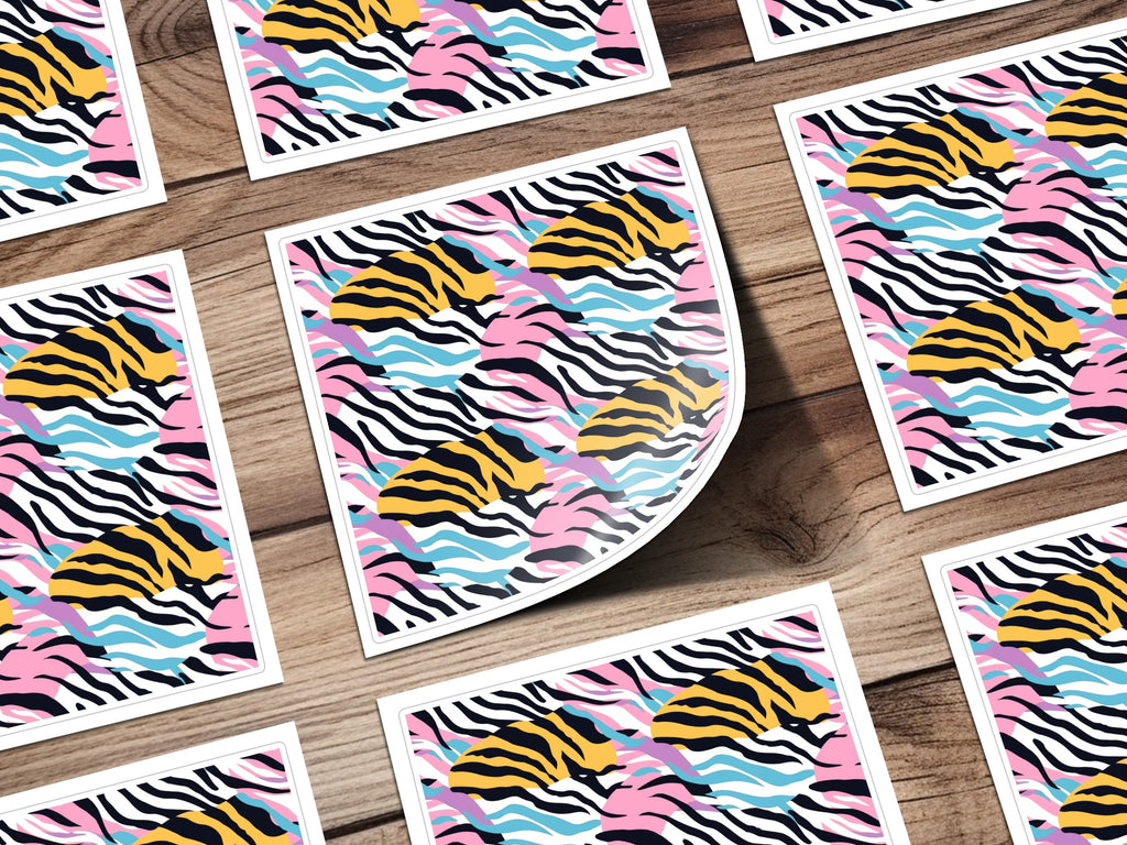 Vibrant Animal Print Zebra and Tiger Pattern Stickers