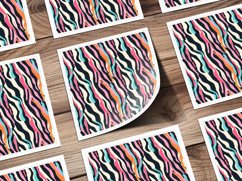 Vibrant Abstract Zebra Print Sticker Pack for Decoration