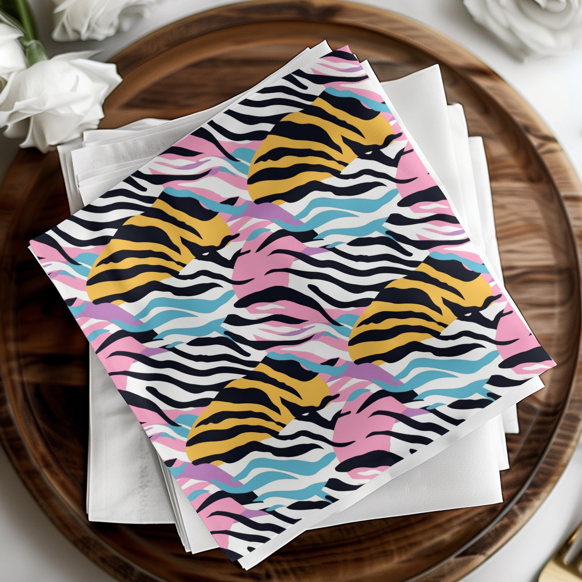 Colorful Zebra Stripes Pattern Napkins Unique Design Product
