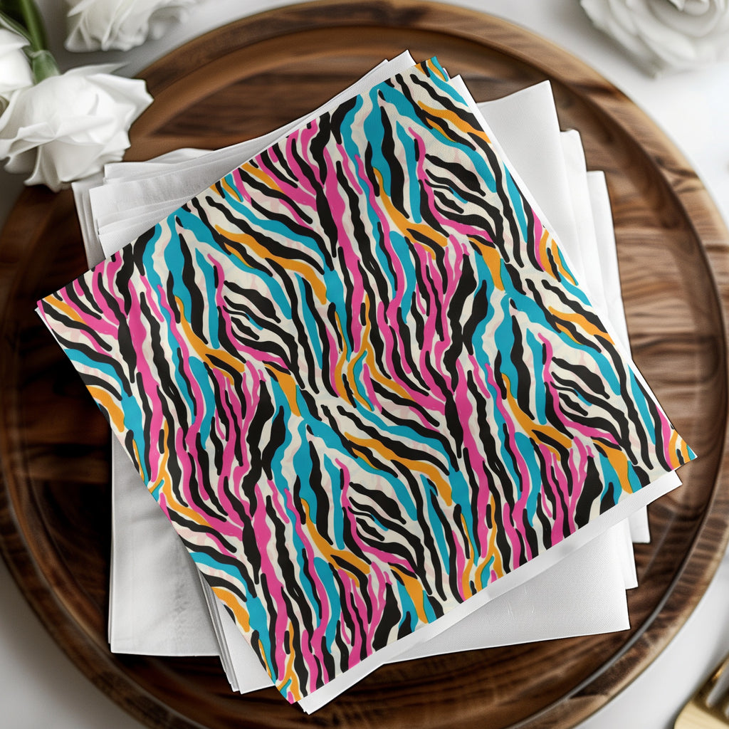 Vibrant Zebra-Inspired Patterned Cloth Napkin Set