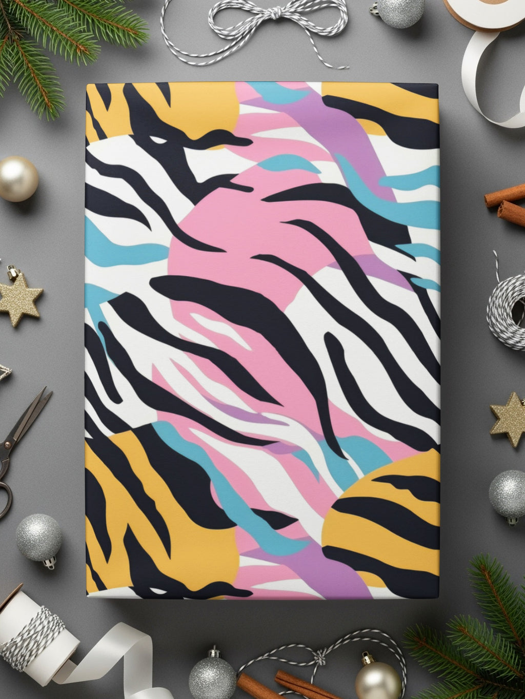 Colorful Abstract Zebra Stripes Design Wrapping Paper