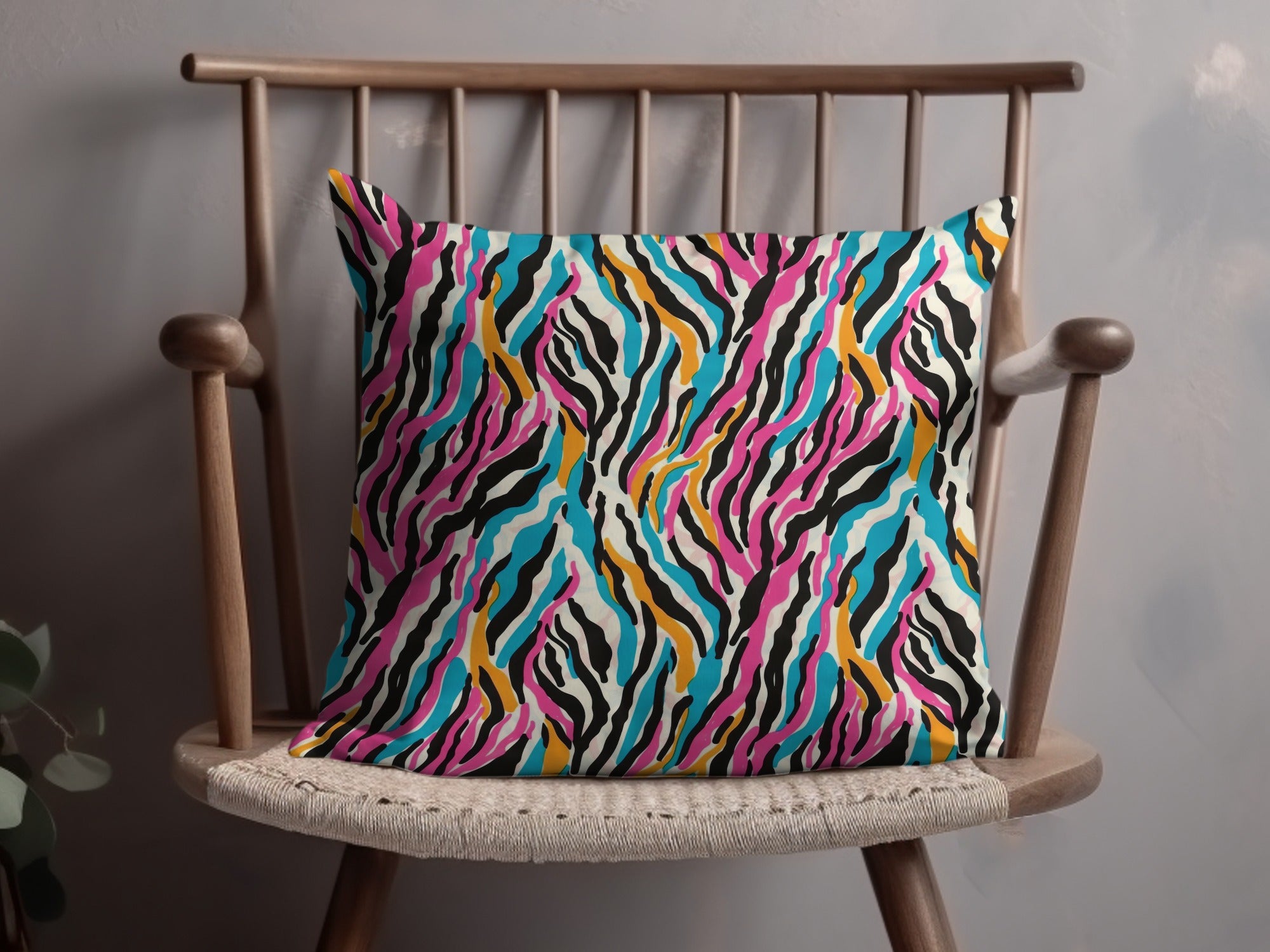 Colorful Zebra Stripes Decorative Pillow for Home Decor
