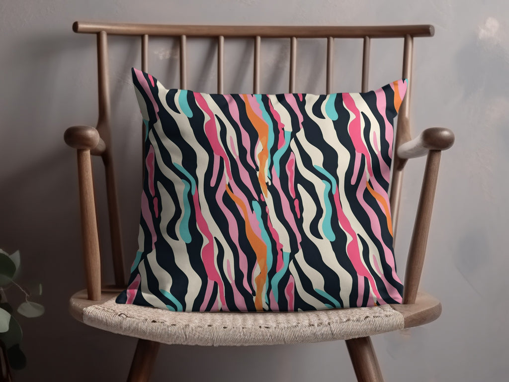 Colorful Abstract Stripe Pattern Throw Pillow