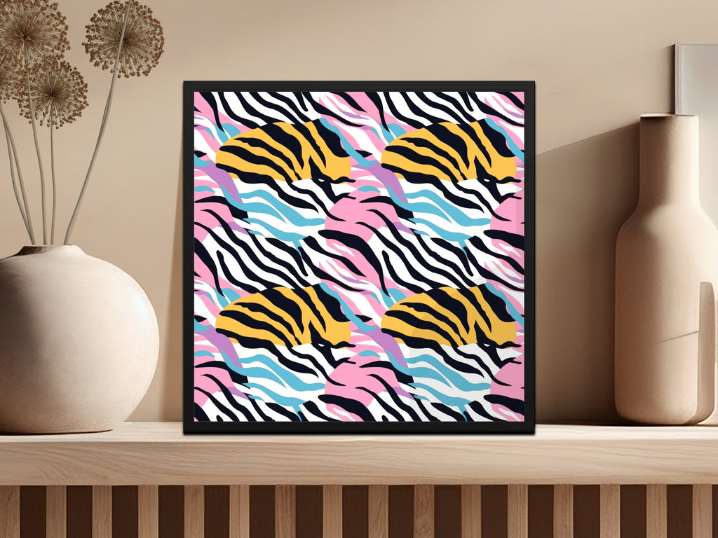 Vibrant Multicolor Tiger Stripes Abstract Art Print