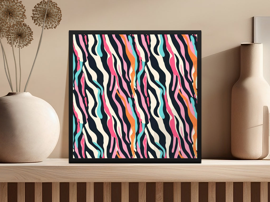 Vibrant Abstract Zebra Stripes Design Wall Art Decor