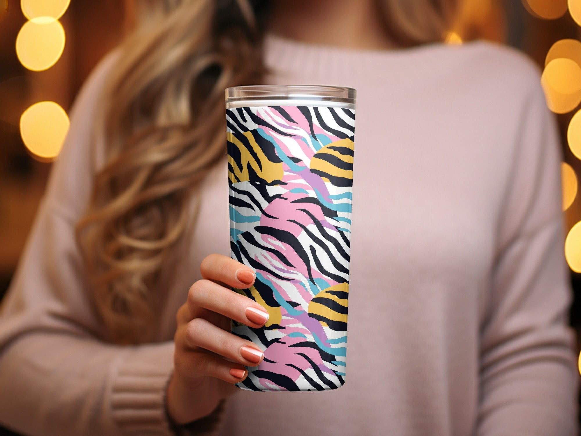 Colorful Zebra Pattern Insulated Tumbler Flask