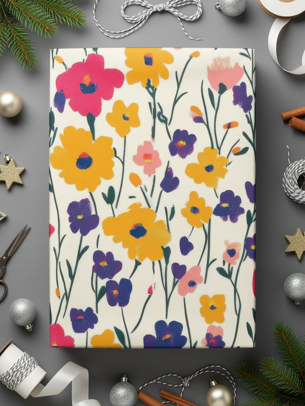 Colorful Floral Design Gift Wrapping Paper Gift
