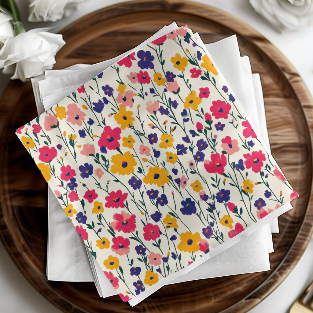Vibrant Floral Pattern Decorative Napkins or Any Use