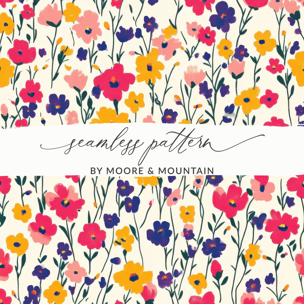 Colorful Botanical Floral Seamless Pattern Design