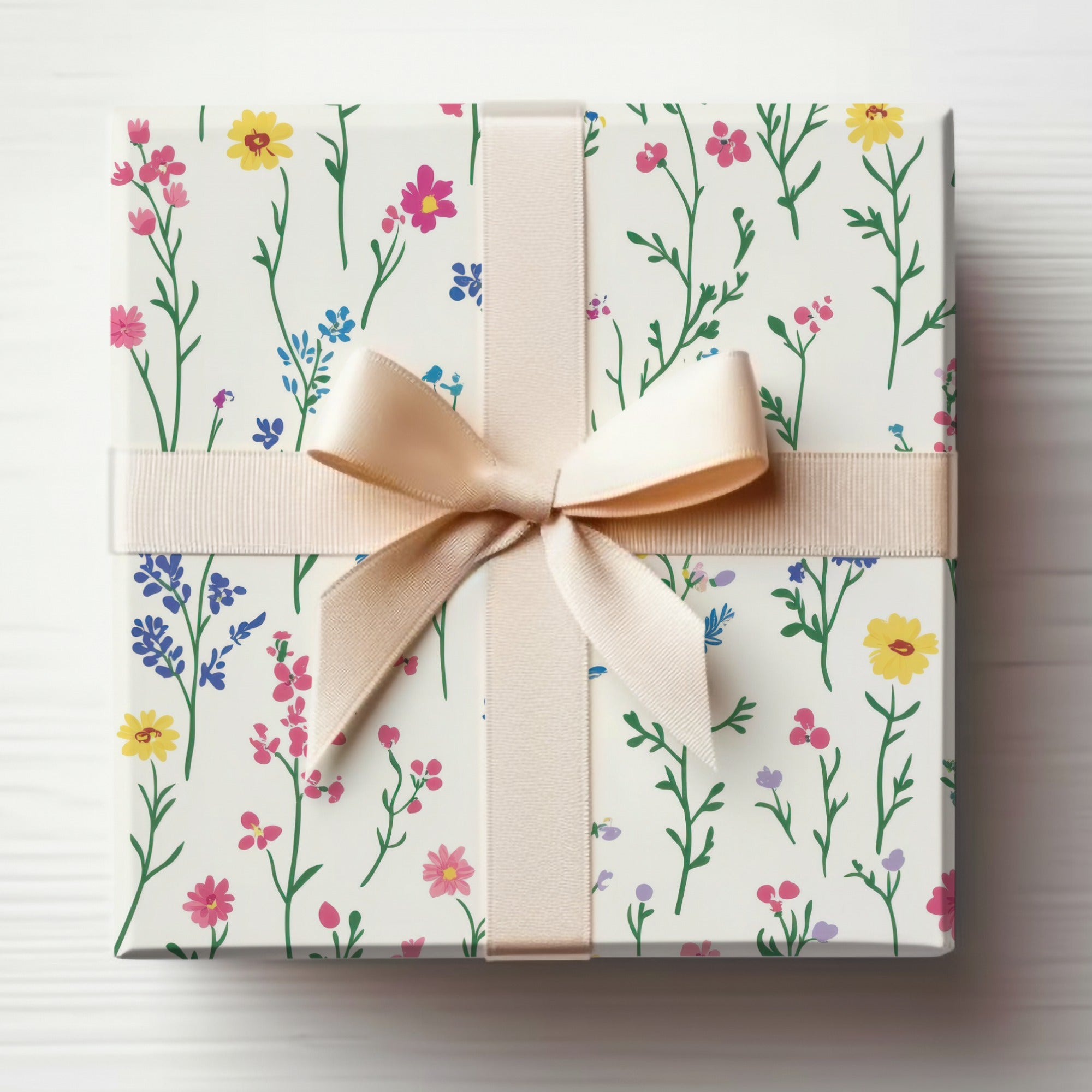 Floral Pattern Gift Box with Ribbon Design