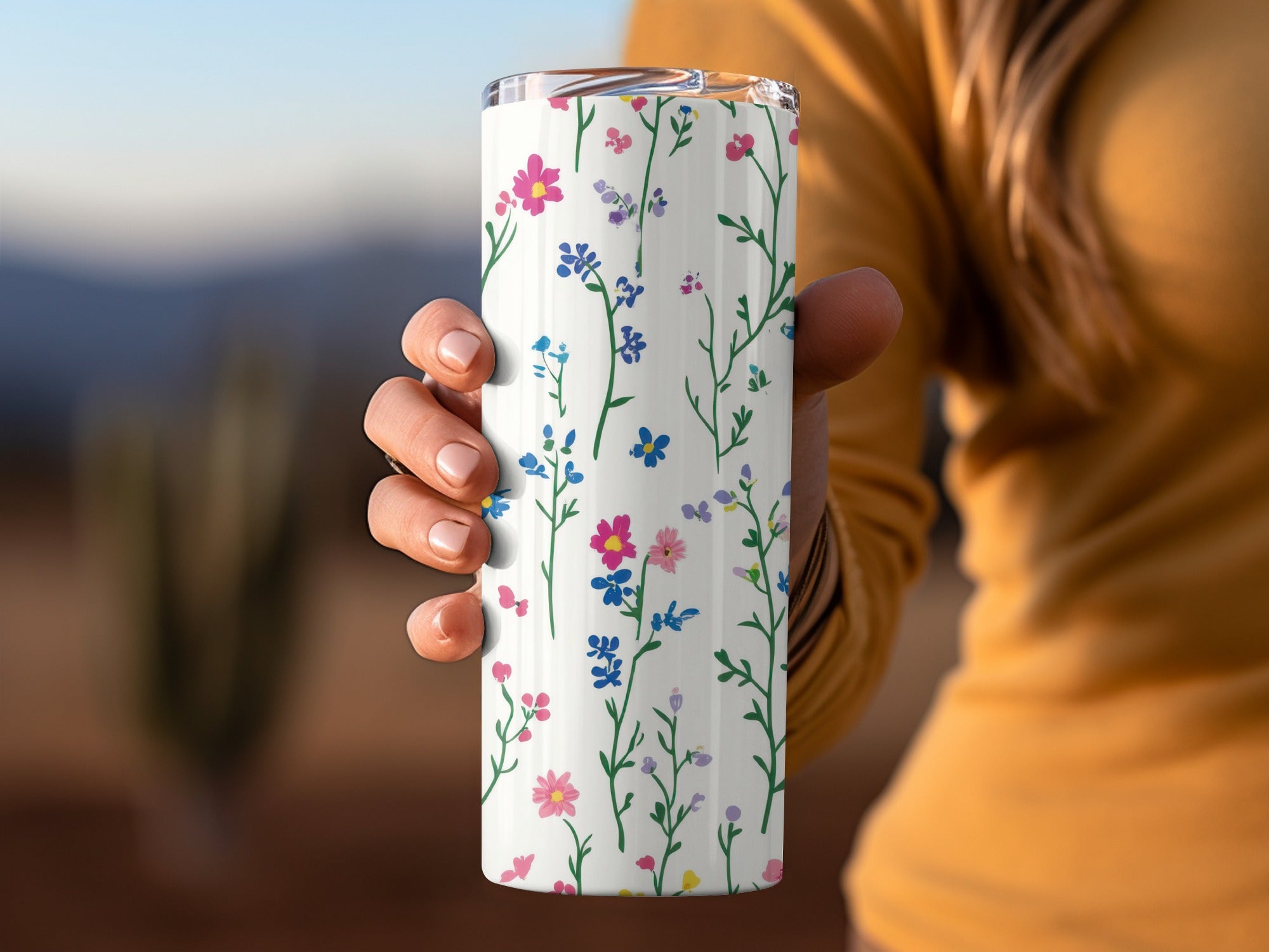 Floral Pattern Insulated Tumbler for Hot and Cold Drinks