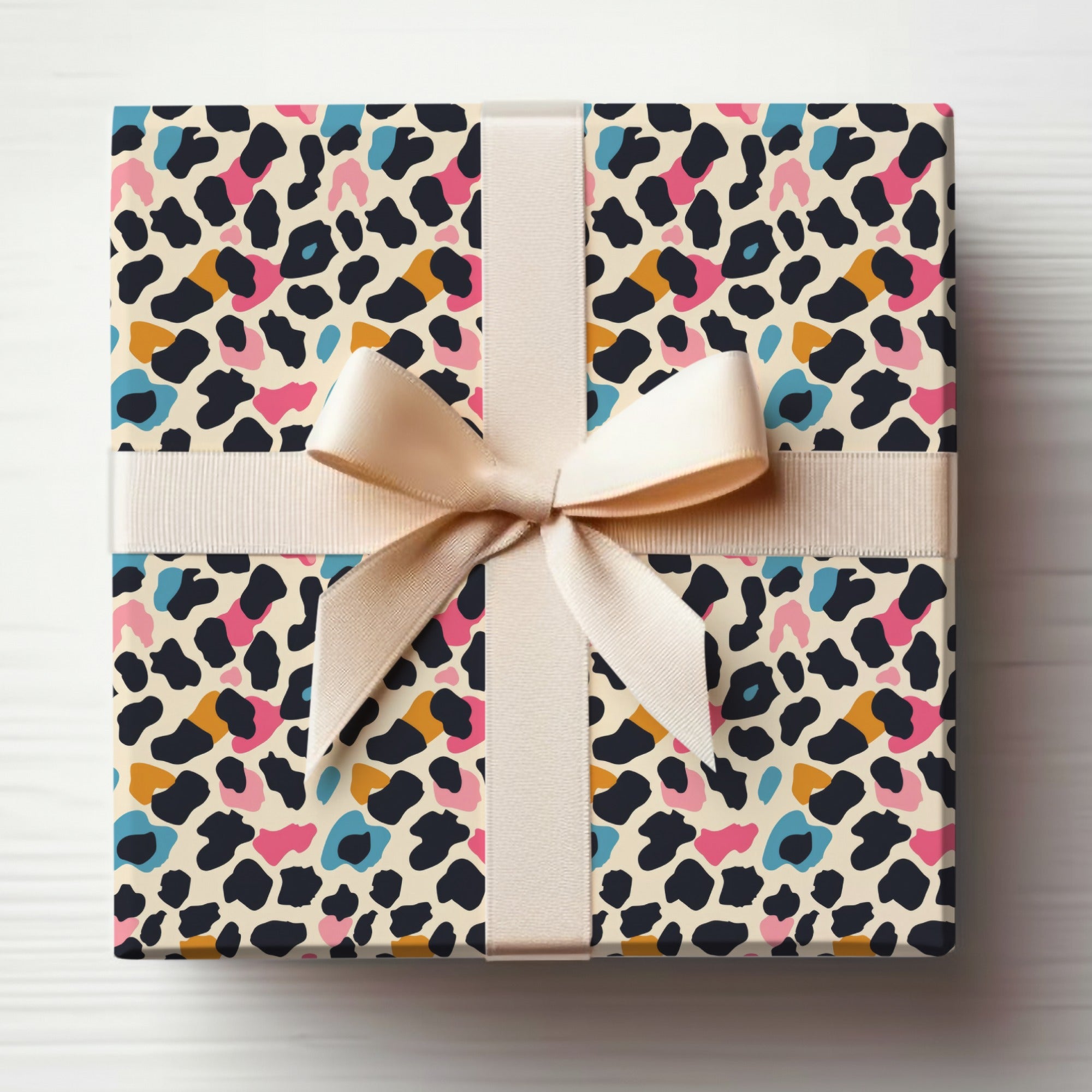 Colorful Leopard Pattern Gift Wrap with Ribbon
