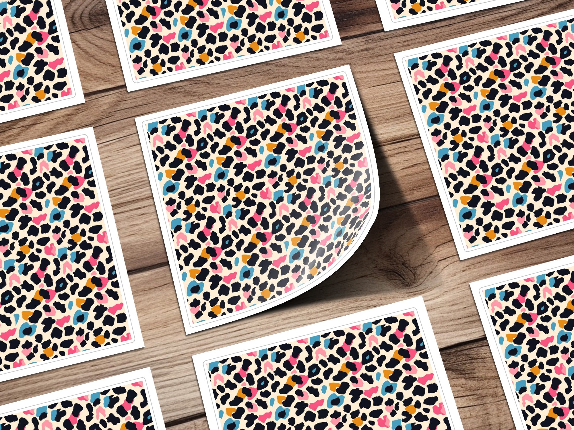 Colorful Leopard Print Pattern Sticker Sheet Set