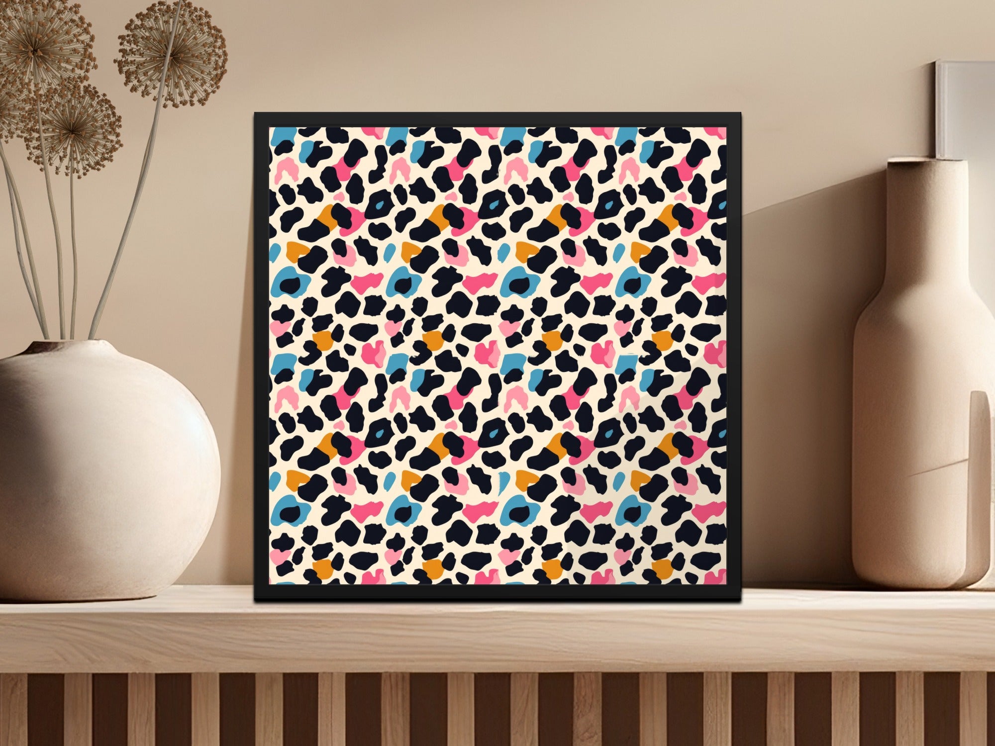 Vibrant Abstract Leopard Print Wall Art for Home Decor