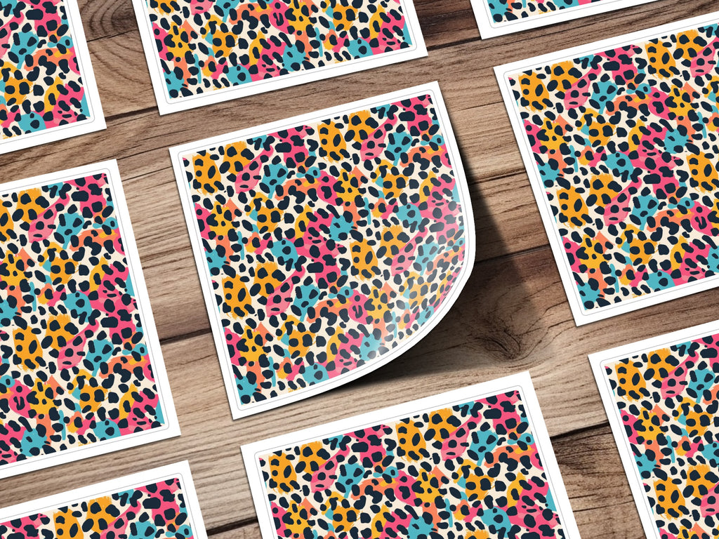 Colorful Leopard Print Design on Rectangular Paper Sheets