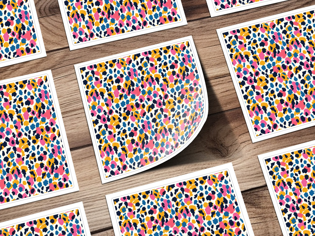 Vibrant Abstract Multicolored Leopard Print Sticker Set