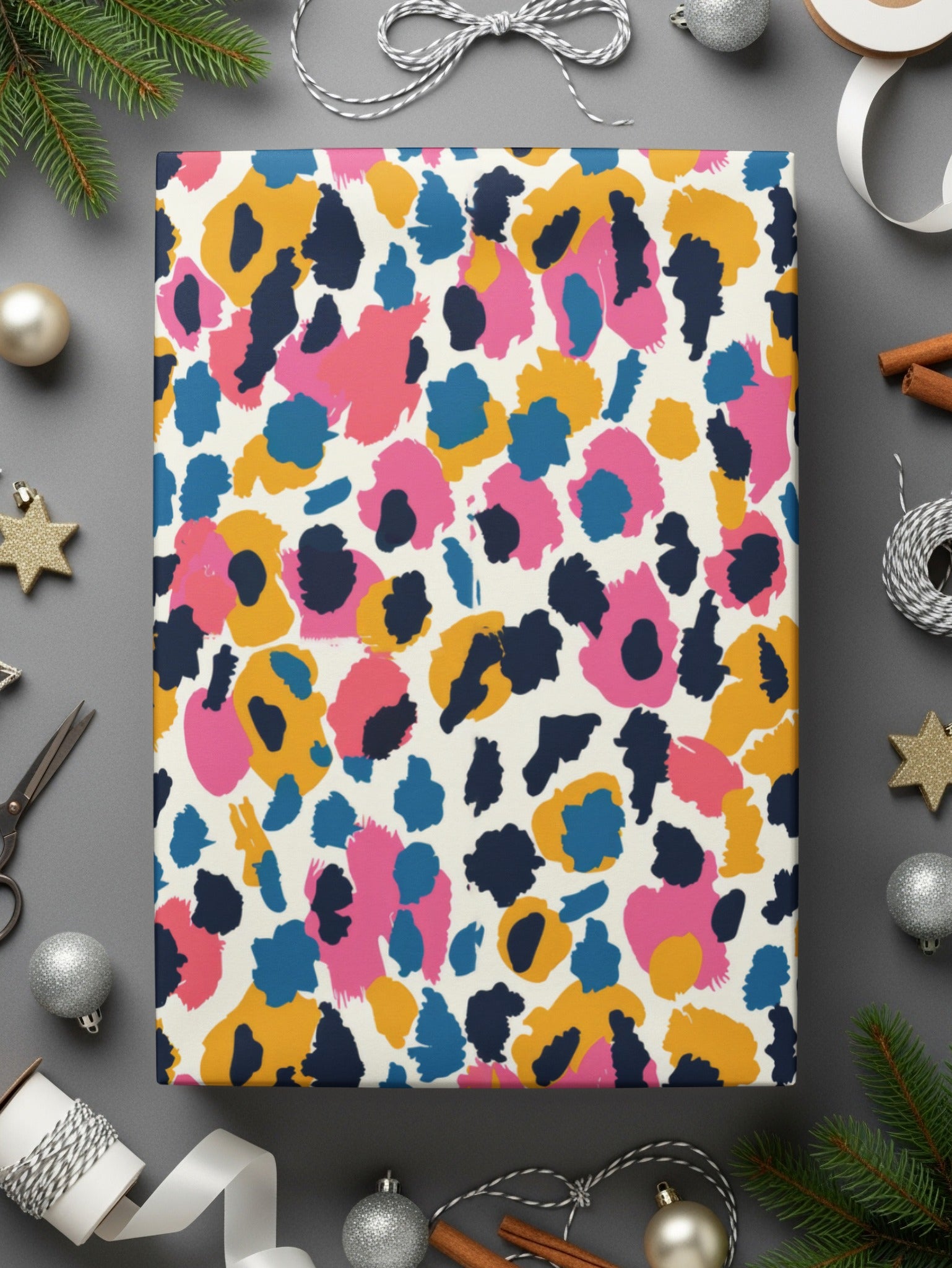 Colorful Abstract Leopard Print Wrapping Paper Sheets