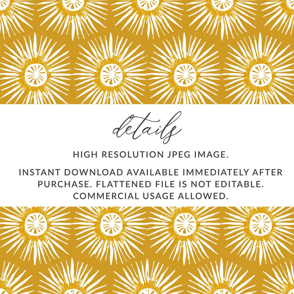 Mustard Floral Seamless Pattern, Digital Download, Flower Pattern for Fabric, Hand Drawn Floral Repeat Pattern, Digital Paper (139) - Moore and Mountain