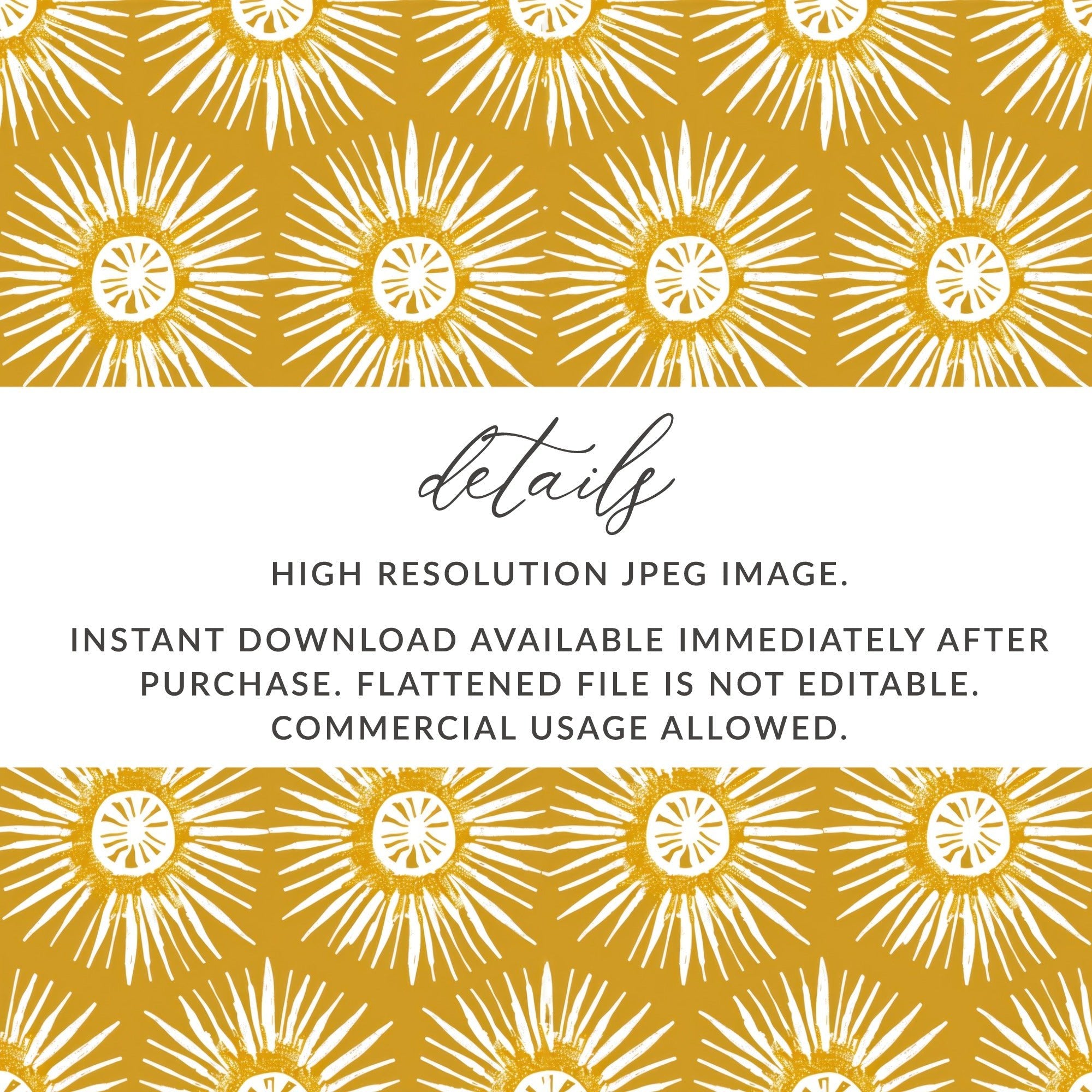 Mustard Floral Seamless Pattern, Digital Download, Flower Pattern for Fabric, Hand Drawn Floral Repeat Pattern, Digital Paper (139) - Moore and Mountain