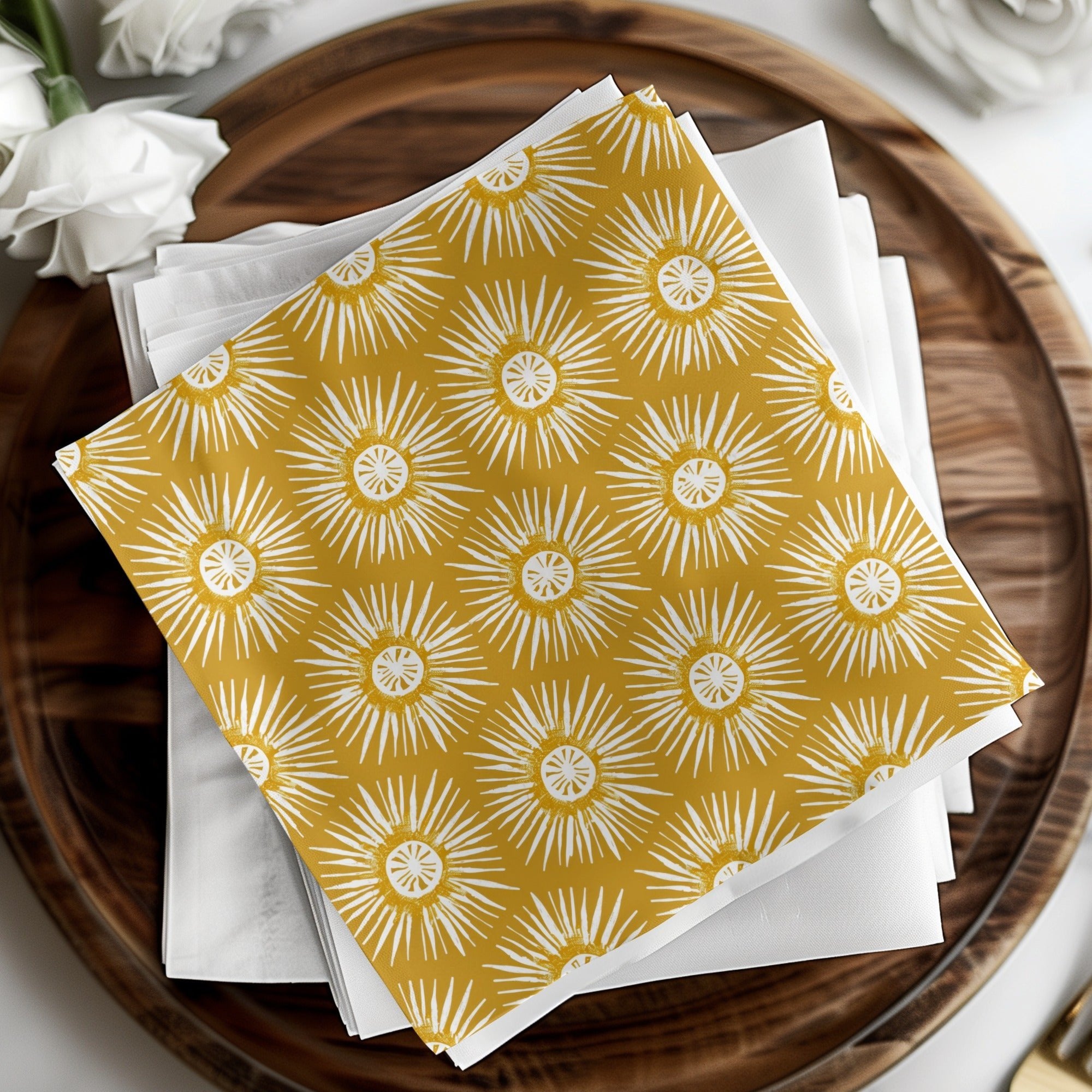 Mustard Floral Seamless Pattern, Digital Download, Flower Pattern for Fabric, Hand Drawn Floral Repeat Pattern, Digital Paper (139) - Moore and Mountain