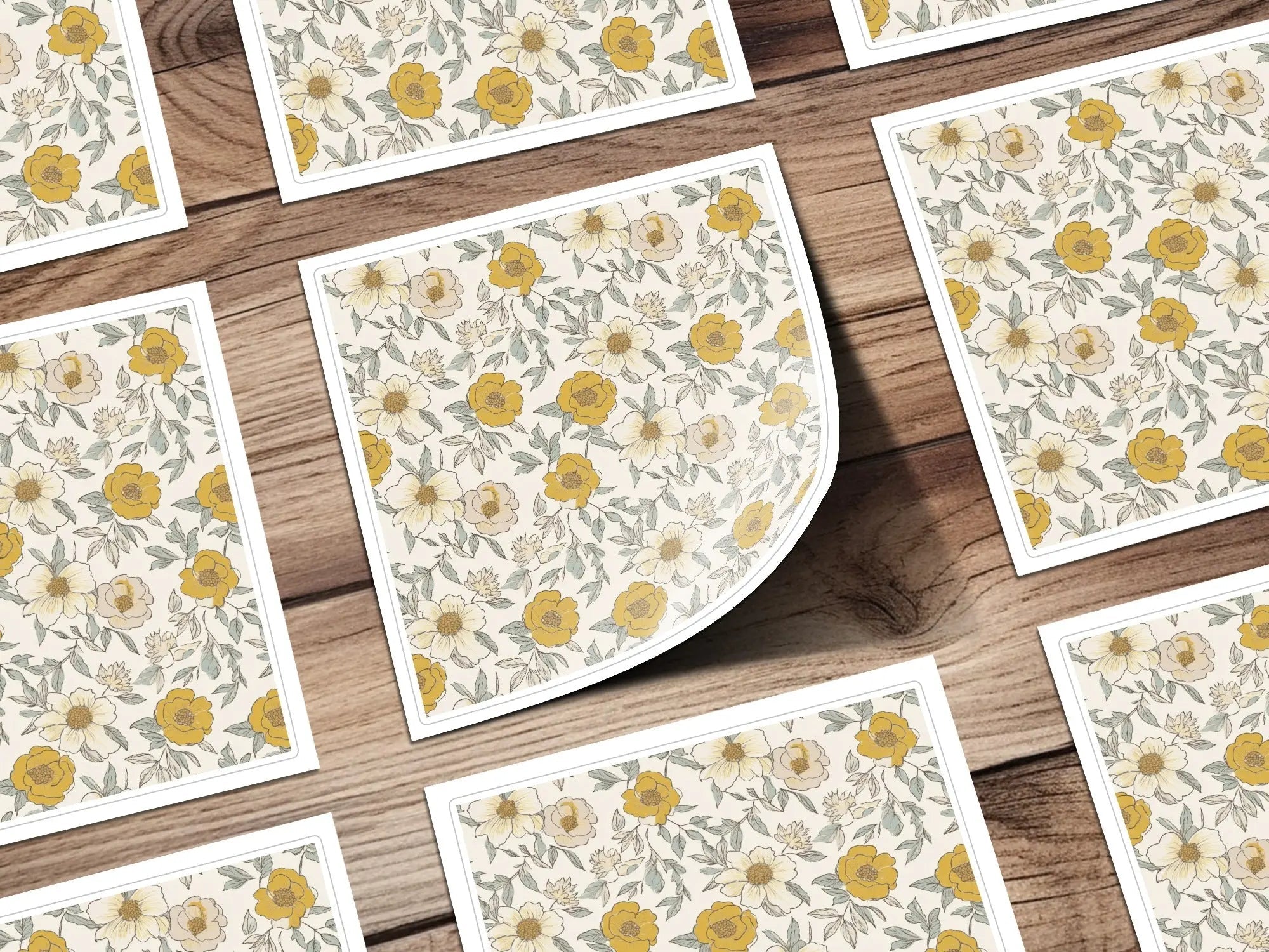 Mustard Yellow Line Art Floral Background Neutral Peony Seamless Modern Floral Pattern JPEG - Moore and Mountain