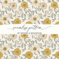 Mustard Yellow Line Art Floral Background Neutral Peony Seamless Modern Floral Pattern JPEG - Moore and Mountain