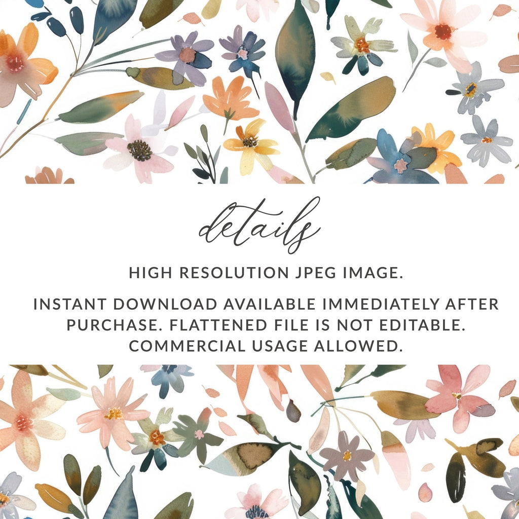 Watercolor Floral Pattern Digital Paper, Seamless Flower Background, Watercolor Flowers Digital, Floral Design, Scrapbooking Paper - Moore and Mountain