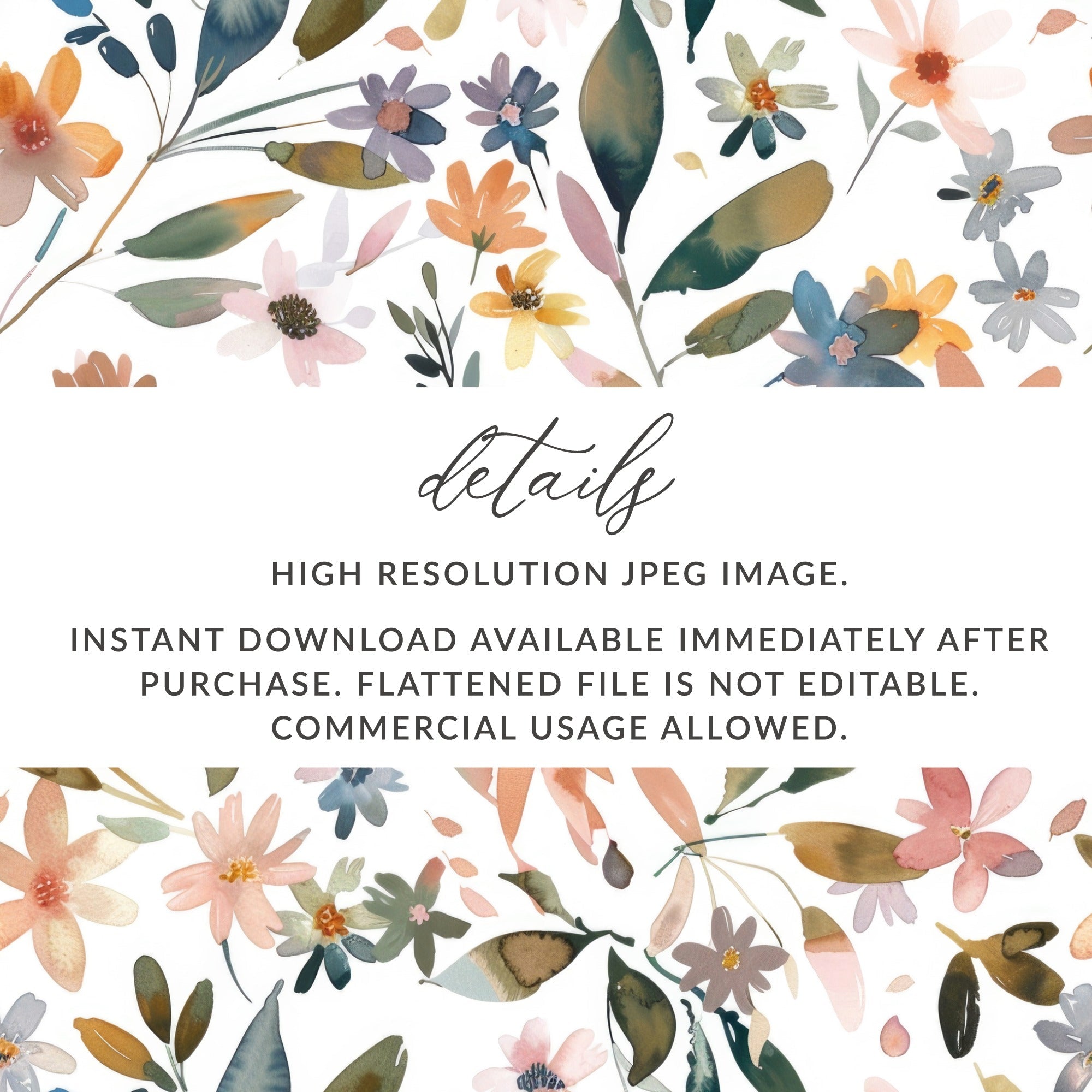 Watercolor Floral Pattern Digital Paper, Seamless Flower Background, Watercolor Flowers Digital, Floral Design, Scrapbooking Paper - Moore and Mountain